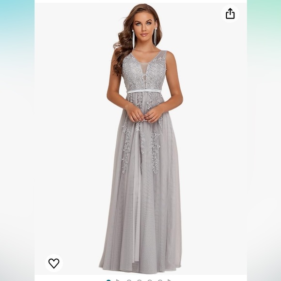 Ever-Pretty | V-Neck See-Through Lace Appliques Tulle Evening Dress | Size 22W - Picture 1 of 11